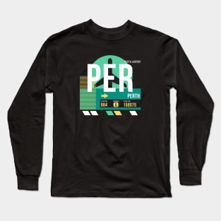 Perth (PER) Airport // Retro Sunset Baggage Tag Long Sleeve T-Shirt